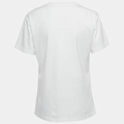 Pre Owned Louis Vuitton White Cotton Chain Detail Crew Neck T-Shirt L