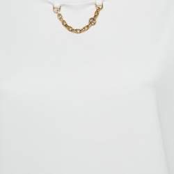 Pre Owned Louis Vuitton White Cotton Chain Detail Crew Neck T-Shirt L