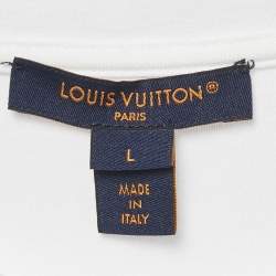 Pre Owned Louis Vuitton White Cotton Chain Detail Crew Neck T-Shirt L