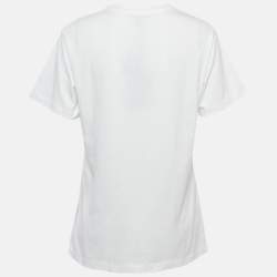 Pre Owned Louis Vuitton White Reverse Logo Print Cotton Crew Neck T-Shirt M