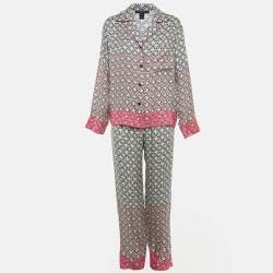 Pre Owned Louis Vuitton Multicolor Monogram Embroidered Silk Pajama Set S 