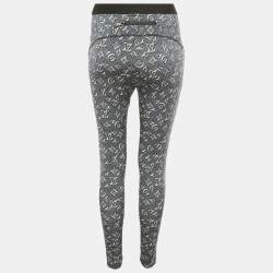 Pre Owned Louis Vuitton Dark Grey Monogram Print Leggings M