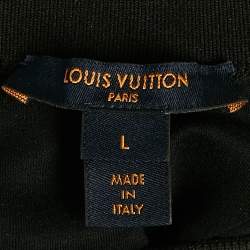 Pre Owned Louis Vuitton Black Logo Print Cotton Zip Detail Sleeveless T-Shirt L