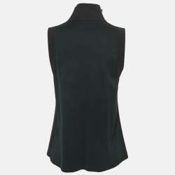 Pre Owned Louis Vuitton Black Logo Print Cotton Zip Detail Sleeveless T-Shirt L