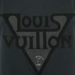 Pre Owned Louis Vuitton Black Logo Print Cotton Zip Detail Sleeveless T-Shirt L