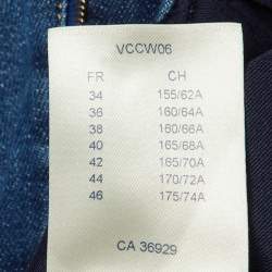 Pre Owned Louis Vuitton Blue Denim Logo Detail Wide Leg Jeans M/Waist 29"