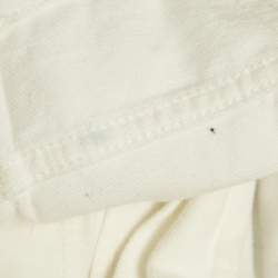 مملوكة مسبقًا Louis Vuitton White Leather Applique Monogram Denim Jeans S Waist 25"