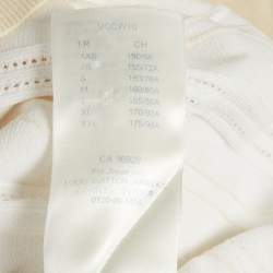 Pre Owned Louis Vuitton White /Cream Knit Ruffled Top XS