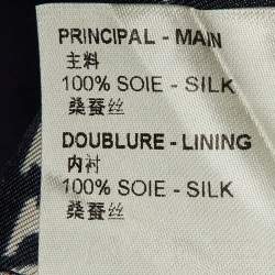 Pre Owned Louis Vuitton Navy Blue Monogram Striped Silk Shift Dress L