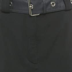 Pre Owned Louis Vuitton Black Jersey Belted Mini Skirt M