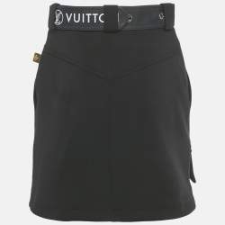 Pre Owned Louis Vuitton Black Jersey Belted Mini Skirt M