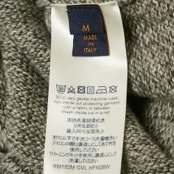 Pre Owned Louis Vuitton Grey Logo Print Rib Knit Sweater M