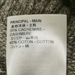 Pre Owned Louis Vuitton Grey Logo Print Rib Knit Sweater M