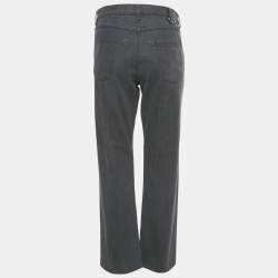 Pre Owned Louis Vuitton Grey Denim Straight Leg Jeans L/Waist 32"