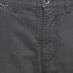 Pre Owned Louis Vuitton Grey Denim Straight Leg Jeans L/Waist 32"