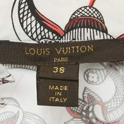 Pre Owned Louis Vuitton White Floral Print Cotton Top M