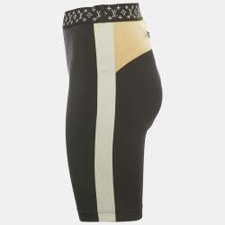 Pre Owned Louis Vuitton Black Monogram Trim Jersey Biker Shorts M