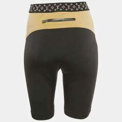 Pre Owned Louis Vuitton Black Monogram Trim Jersey Biker Shorts M