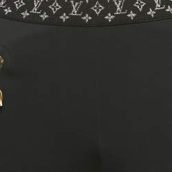 Pre Owned Louis Vuitton Black Monogram Trim Jersey Biker Shorts M