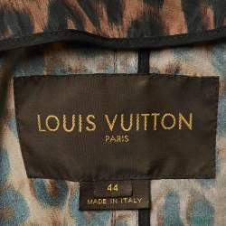 Pre Owned Louis Vuitton Brown Leopard Print Nylon Trench Coat L