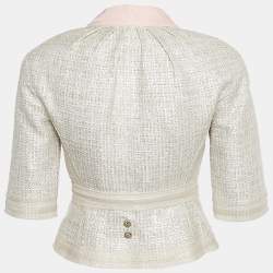 Pre Owned Louis Vuitton Pink Lurex Tweed Bow Detail Jacket S
