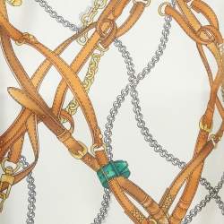 مملوكة مسبقًا Louis Vuitton Cream Belt Print Silk Blouse S