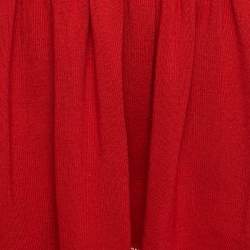 Pre Owned Louis Vuitton Red Wool Lace Trim Mini Dress M