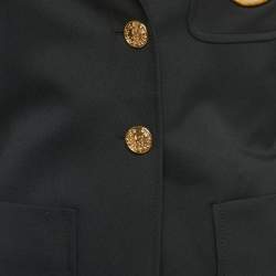 Pre Owned Louis Vuitton Navy Blue Crepe LV Patch Preppy Blazer M