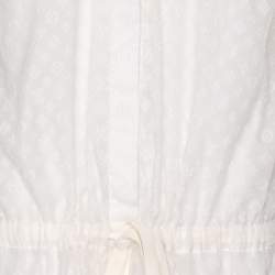 Pre Owned Louis Vuitton White Monogram Fil Coupé Lavaliere Collar Dress L