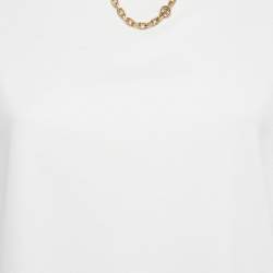 Pre Owned Louis Vuitton White Cotton Chain Detail T-Shirt L