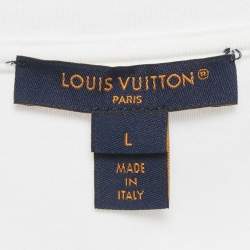 Pre Owned Louis Vuitton White Cotton Chain Detail T-Shirt L