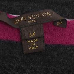 Pre Owned Louis Vuitton Purple/Black Stripe Cashmere Blend Sweatshirt M