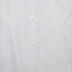 Pre Owned Louis Vuitton Blue Monogram Fil Coupe Cotton Ruche Tunic S