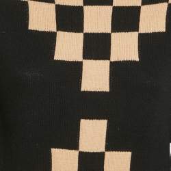 Pre Owned Louis Vuitton Black/Tan Checkered Wool Turtle Neck Sweater XS
