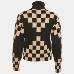 Pre Owned Louis Vuitton Black/Tan Checkered Wool Turtle Neck Sweater XS