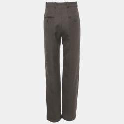 Pre Owned Louis Vuitton Brown Wool Straight Leg Trousers S