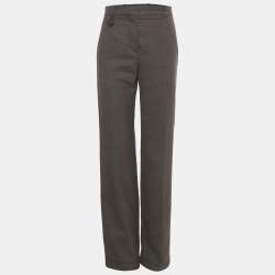 Pre Owned Louis Vuitton Brown Wool Straight Leg Trousers S