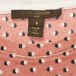 Pre Owned Louis Vuitton Pink Printed Jersey T-Shirt S