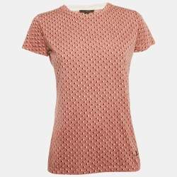 Pre Owned Louis Vuitton Pink Printed Jersey T-Shirt S
