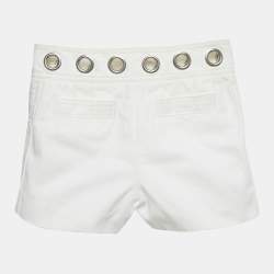 مملوكة مسبقًا شورت لويس فويتون دنيم أبيض مزين بحلقات مقاس صغير (سمول) خصر 25 بوصة