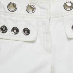 مملوكة مسبقًا شورت لويس فويتون دنيم أبيض مزين بحلقات مقاس صغير (سمول) خصر 25 بوصة