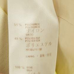 Pre Owned Louis Vuitton White /Yellow Checkered Print Crepe Shift Mini Dress S 