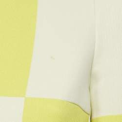 Pre Owned Louis Vuitton White /Yellow Checkered Print Crepe Shift Mini Dress S 