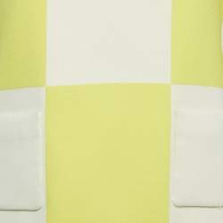 Pre Owned Louis Vuitton White /Yellow Checkered Print Crepe Shift Mini Dress S 
