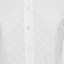 Pre Owned قميص لوي فيتون قطن أبيض نابض بشعار ماركة ملمس مقاس صغير (سمول)