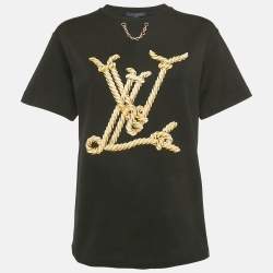 Pre Owned Louis Vuitton Black Nautical LV Cotton Crew Neck T-Shirt M