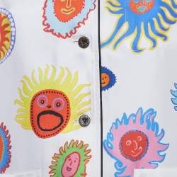 Pre Owned طقم بيجاما حرير بطباعة متعددة الألوان لويس فيتون ويايوي كوساما مقاس وسط/صغير