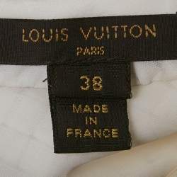 Pre Owned فستان لوي فيتون أبيض حرير ببطانة جلد مثقب مقاس وسط (ميديوم)