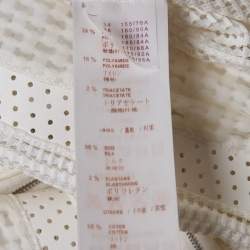 Pre Owned فستان لوي فيتون أبيض حرير ببطانة جلد مثقب مقاس وسط (ميديوم)