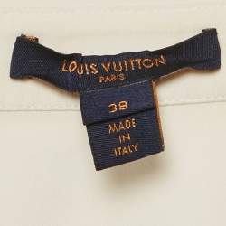 Pre Owned قميص لويس فيتون حرير متموج كريمي مقاس متوسط - ميديم